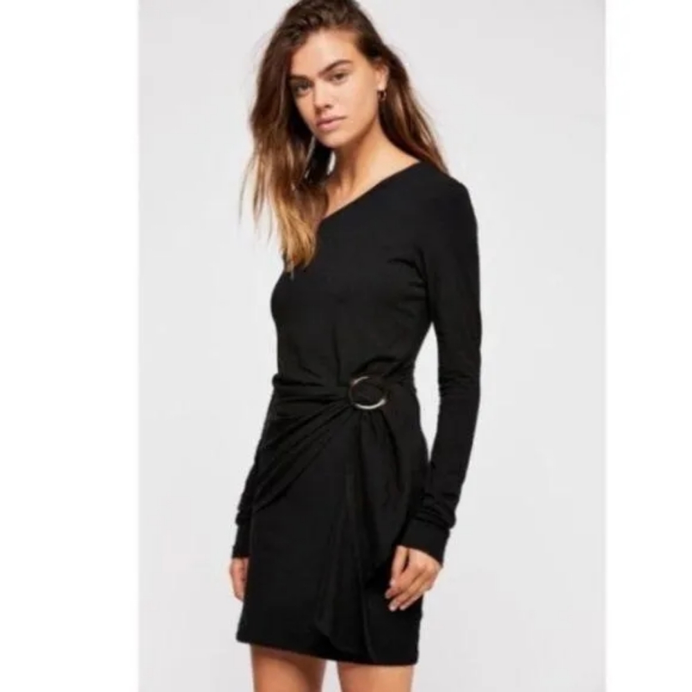 Free People Frankie Belted Black Mini Dress